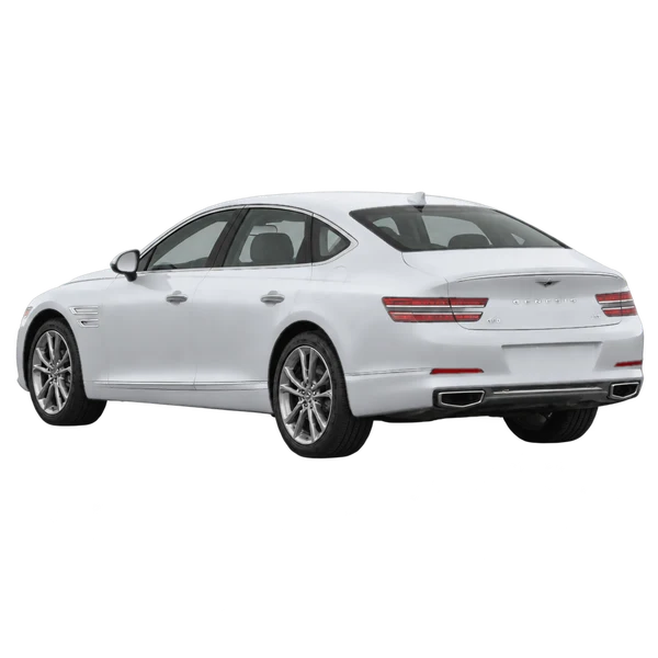 Genesis G80 2022 argent, vue trois-quarts arrière (orienté vers la gauche)