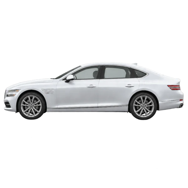 Genesis G80 2025 prata, vista lateral (voltada para a esquerda)