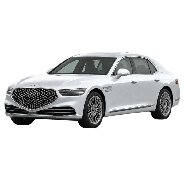 シルバーの2021 Genesis G90（フロントスリークォーター(左向き)ビュー）