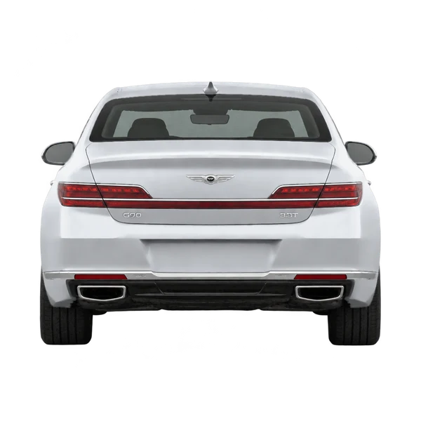 シルバーの2021 Genesis G90（リアビュー）