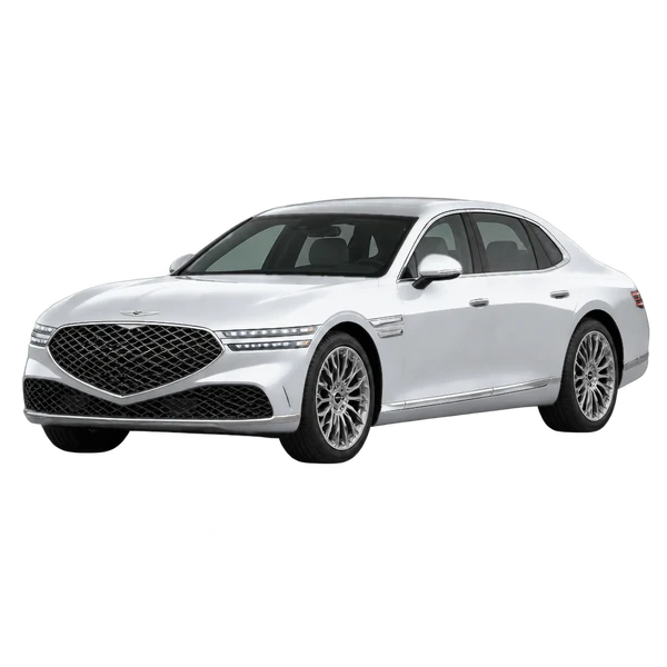 シルバーの2023 Genesis G90（フロントスリークォーター(左向き)ビュー）