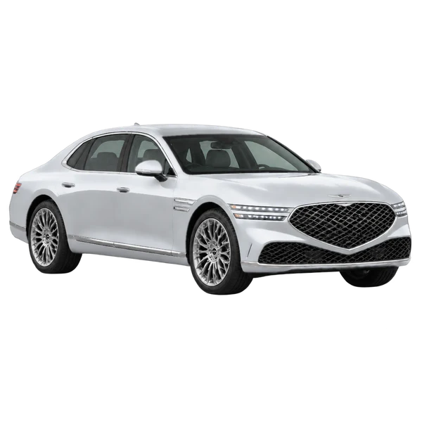 2023 Genesis G90 in Silber, Ansicht: Dreiviertelansicht vorne (nach rechts)