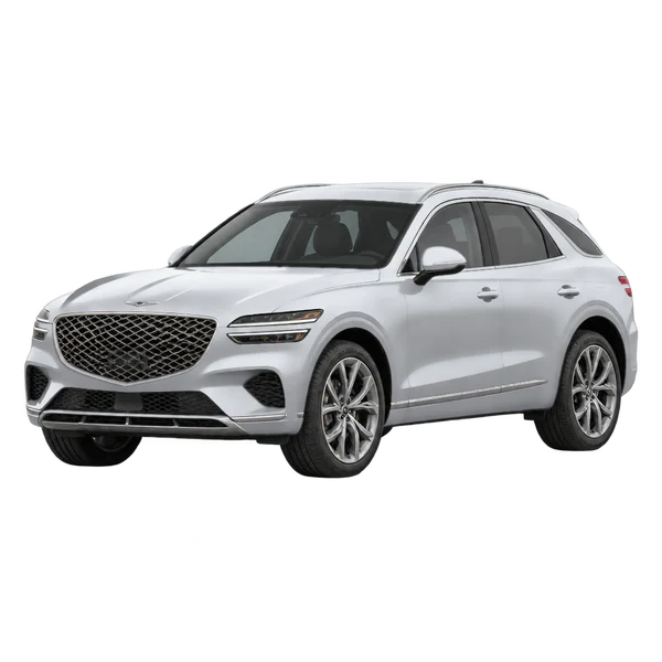 シルバーの2022 Genesis GV70（フロントスリークォーター(左向き)ビュー）