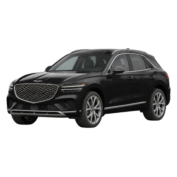 2023 Genesis GV70 in schwarz, Ansicht: Dreiviertelansicht vorne (nach links gerichtet)