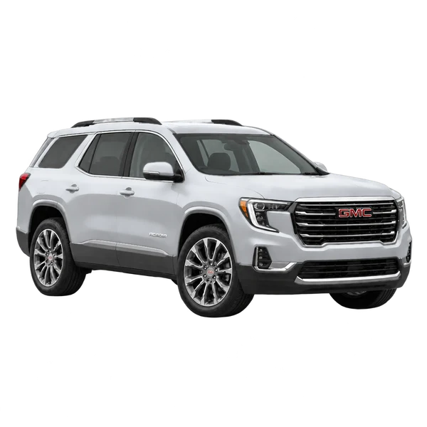 GMC Acadia 2025 en plateado, vista tres cuartos frontal (mirando a la derecha)