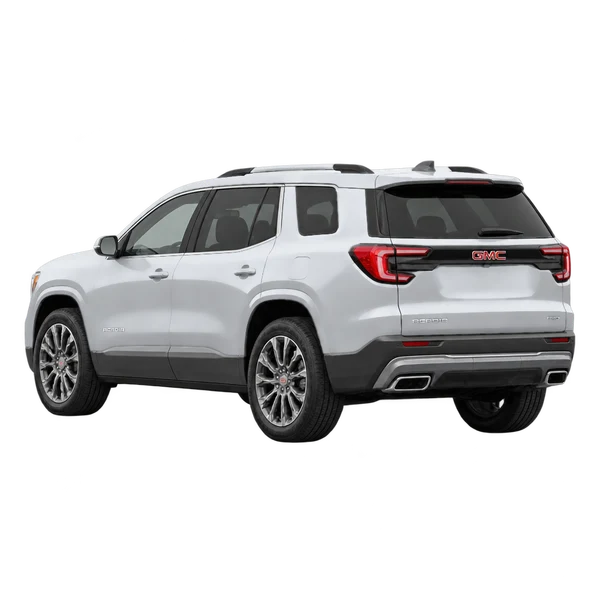 GMC Acadia 2025 en plateado, vista tres cuartos trasero (mirando a la izquierda)