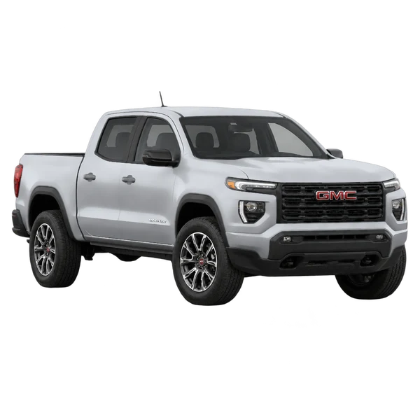 シルバーの2023 GMC Canyon（フロントスリークォーター(左向き)ビュー）
