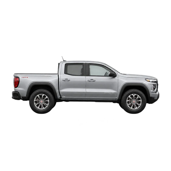 silver 2027 GMC Canyon side (facing right) view