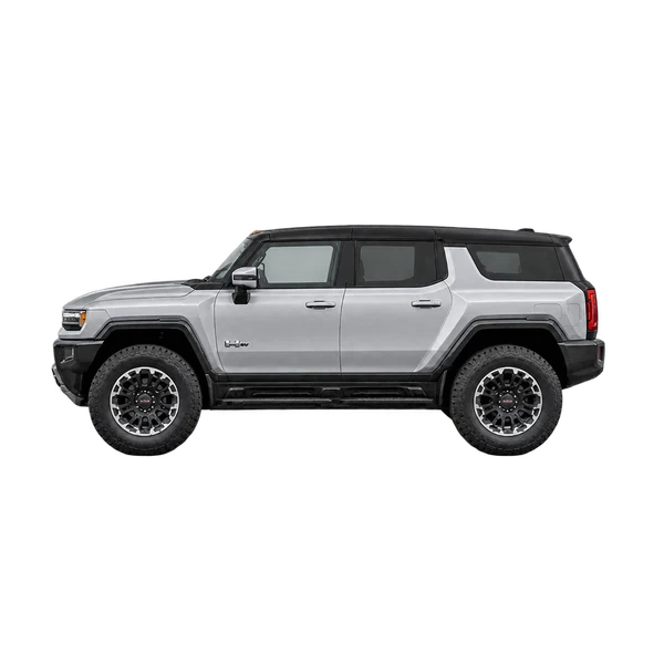 シルバーの2027 GMC Hummer EV SUV（側面（左向き）ビュー）