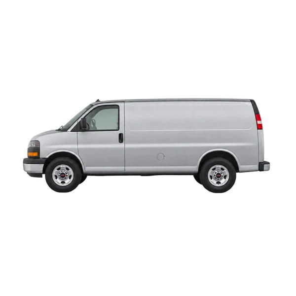 2023 GMC Savana 3500 in Silber, Ansicht: Seite (nach links gerichtet)