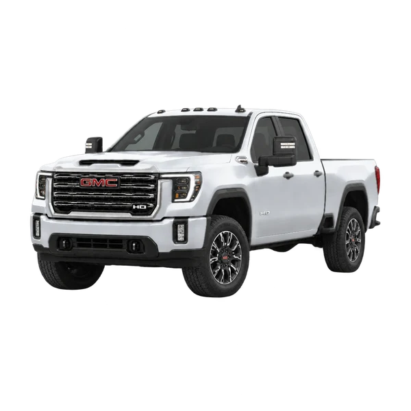 シルバーの2027 GMC Sierra HD（フロントスリークォーター(左向き)ビュー）