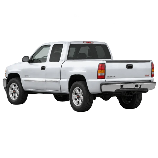 シルバーの2000 GMC Sierra（リア斜め（左向き）ビュー）