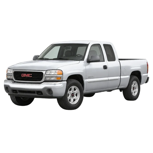 GMC Sierra 2005 en plateado, vista frontal tres cuartos (hacia la izquierda)