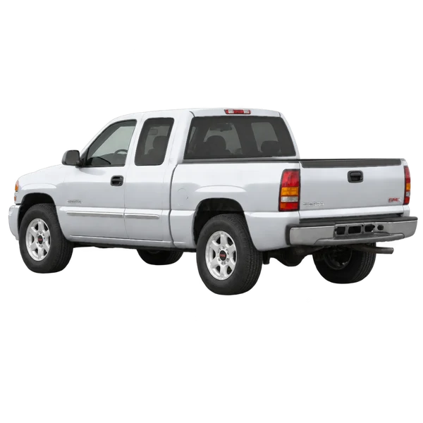 GMC Sierra 2005 en plateado, vista tres cuartos trasero (mirando a la izquierda)