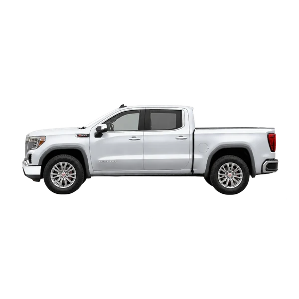 シルバーの2020 GMC Sierra（側面（左向き）ビュー）