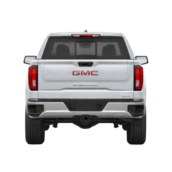GMC Sierra 2023 en plateado, vista trasera
