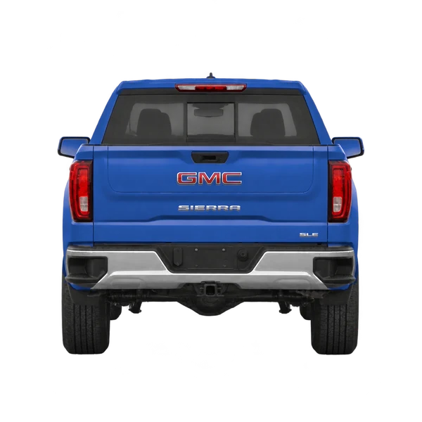 2024 GMC Sierra in blau, Ansicht: Heck
