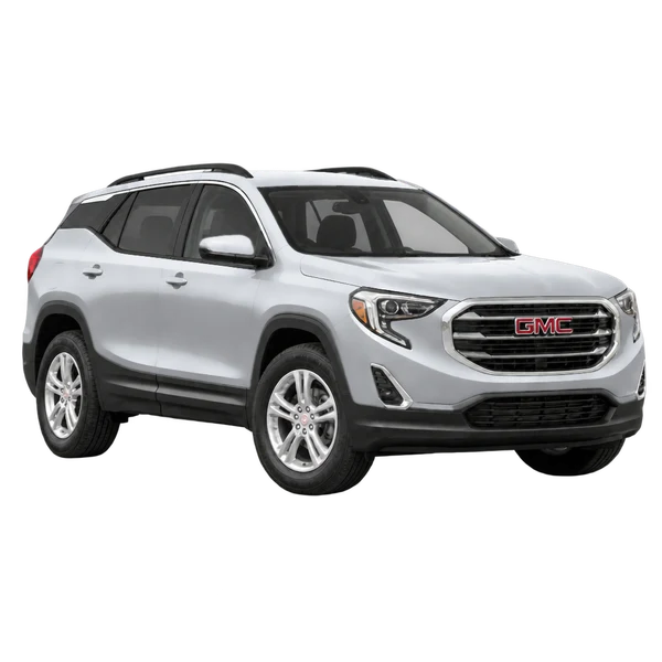 GMC Terrain 2019 prata, vista três quartos dianteiro (voltado para a direita)