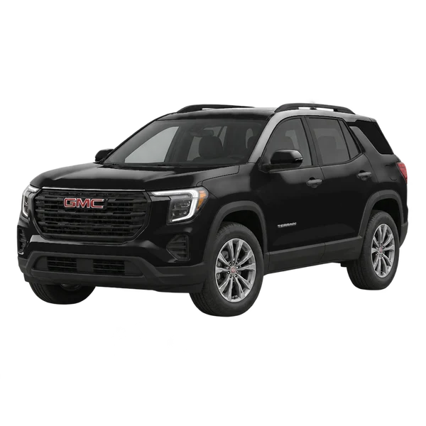 2026 GMC Terrain in schwarz, Ansicht: Dreiviertelansicht vorne (nach links gerichtet)