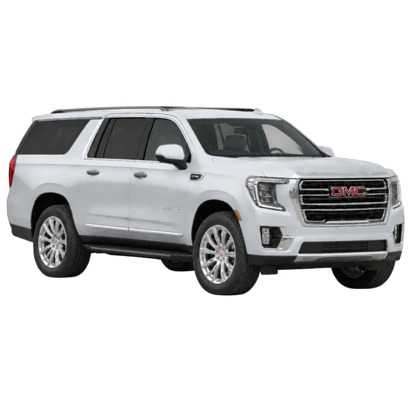 silver 2027 GMC Yukon XL front three-quarter (facing right) view