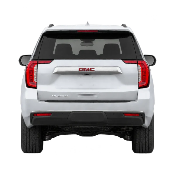 GMC Yukon 2022 باللون فضي، منظر من الخلف