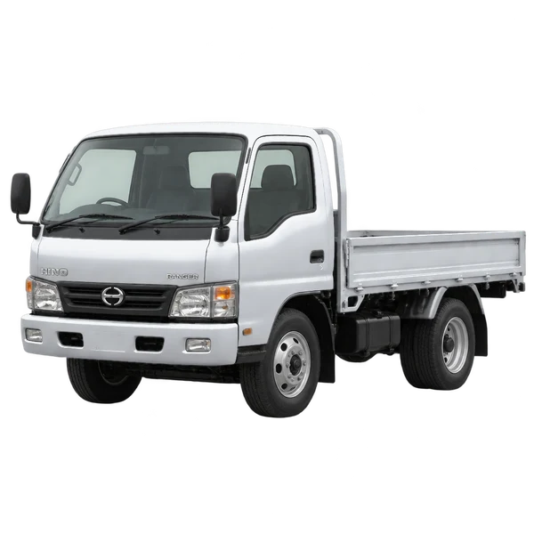 silver 1997 Hino Ranger front three-quarter (facing left) view