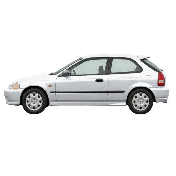 Honda Civic 3 DR 1997 argent, vue côté (vers la gauche)