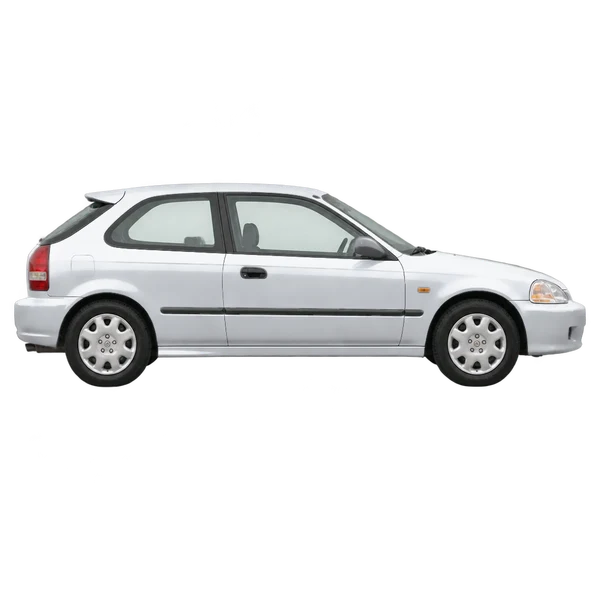 Honda Civic 3 DR 1997 argent, vue profil (tourné vers la droite)