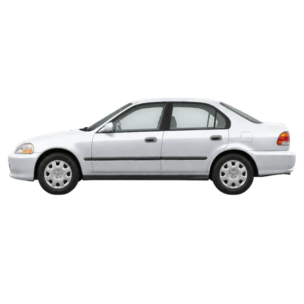 Honda Civic 1997 باللون فضي، منظر جانبي (متجه إلى اليسار)