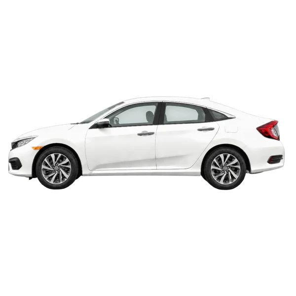 Honda Civic 2018 باللون أبيض، منظر جانبي (متجه إلى اليسار)