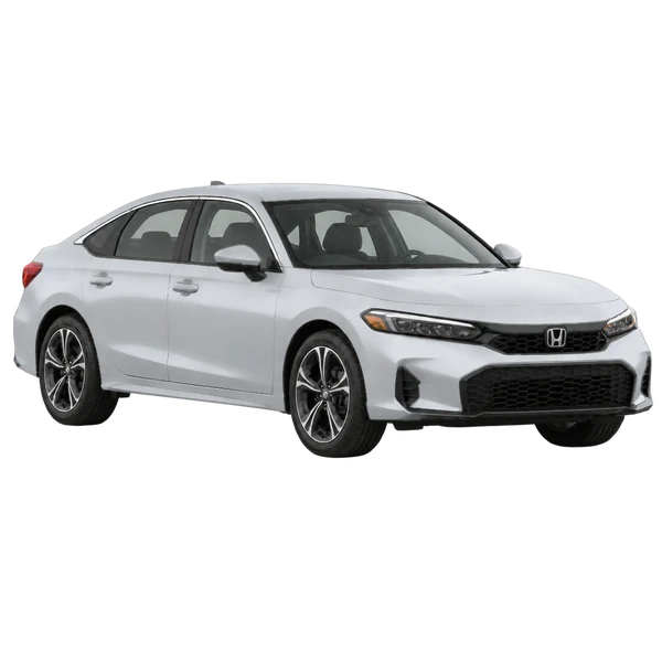 silver 2025 Honda Civic front three-quarter (facing right) view