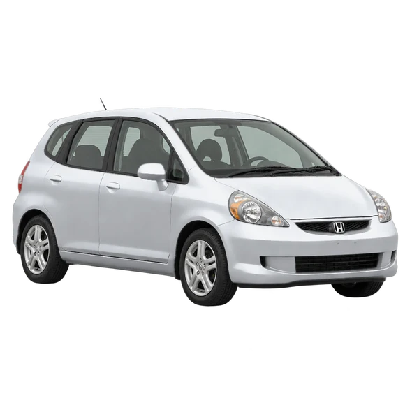 シルバーの2007 Honda Fit（フロントスリークォーター(左向き)ビュー）
