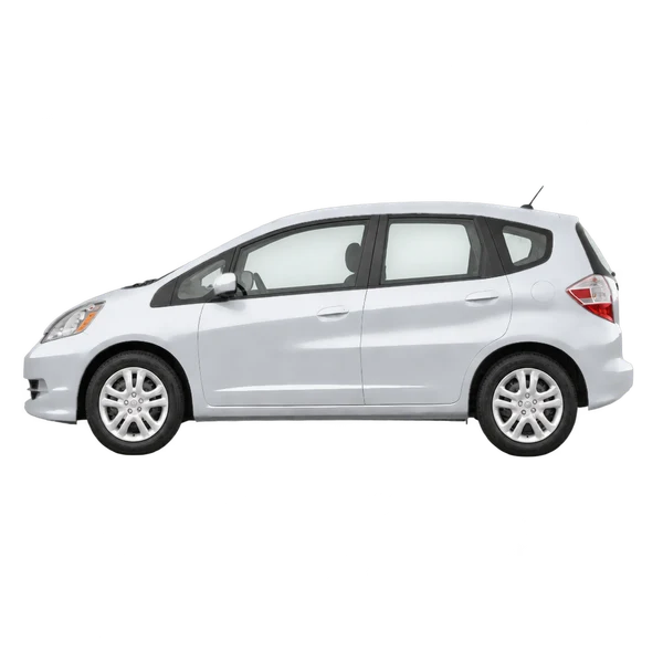 Honda Fit 2011 باللون فضي، منظر جانبي (متجه إلى اليسار)