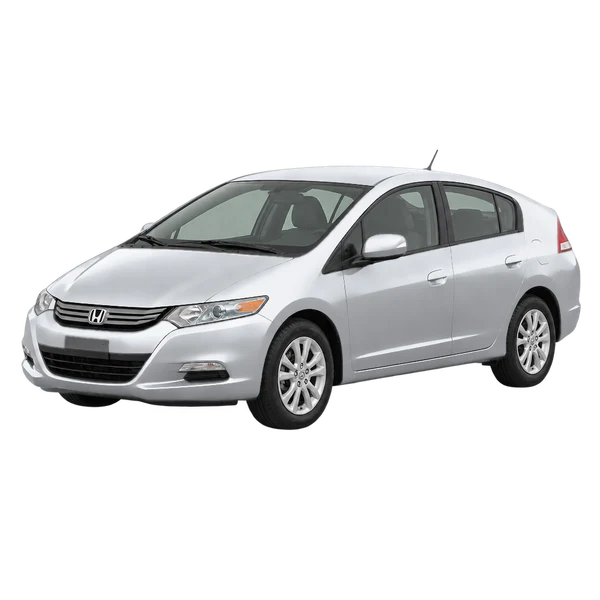 Honda Insight 2010 prata, vista dianteira em três quartos (voltada para a esquerda)