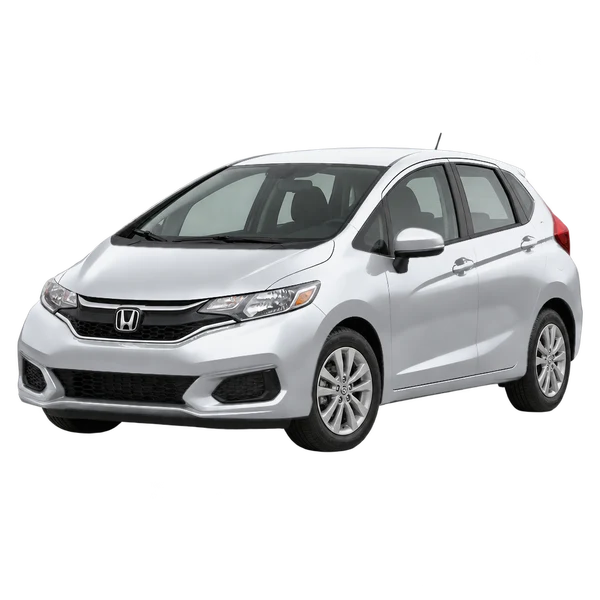Honda Jazz 2018 prata, vista dianteira em três quartos (voltada para a esquerda)