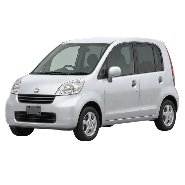 Honda Life 2007 prata, vista dianteira em três quartos (voltada para a esquerda)