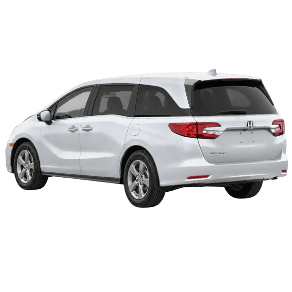 silver 2018 Honda Odyssey rear three-quarter (facing left) view
