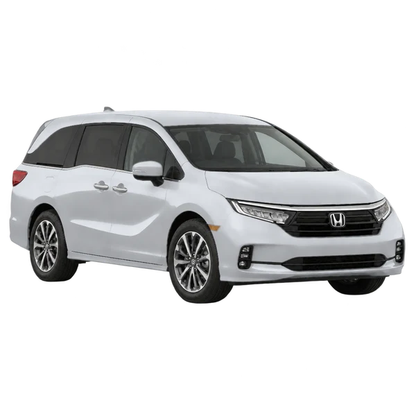 silver 2021 Honda Odyssey front three-quarter (facing right) view