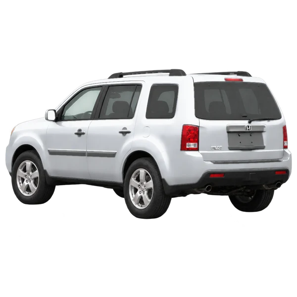 Honda Pilot 2009 prata, vista três quartos traseira (voltada para a esquerda)