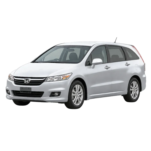 Honda Stream 2010 باللون فضي، منظر منظر أمامي بزاوية ثلاثة أرباع (متجه لليسار)