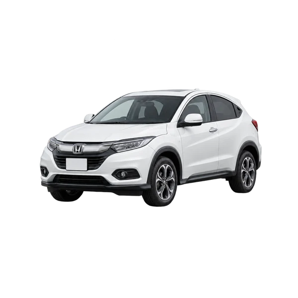 Honda Vezel 2019 branco, vista dianteira em três quartos (voltada para a esquerda)