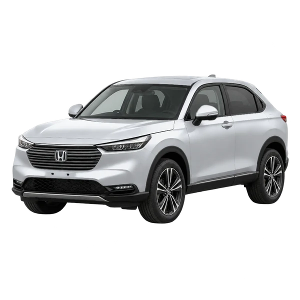Honda Vezel 2023 prata, vista dianteira em três quartos (voltada para a esquerda)