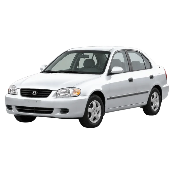 Hyundai Accent 2000 argent, vue trois-quarts avant (orienté vers la gauche)