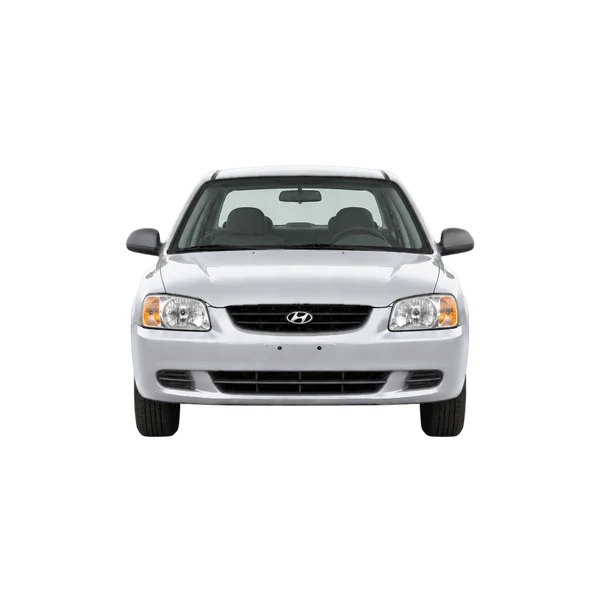 シルバーの2002 Hyundai Accent(正面ビュー)