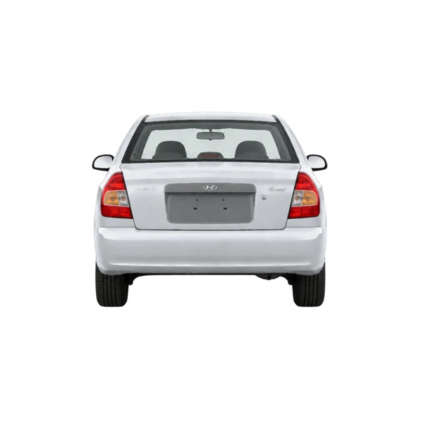 シルバーの2002 Hyundai Accent(リアビュー)