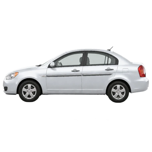 Hyundai Accent 2011 prata, vista lateral (voltada para a esquerda)