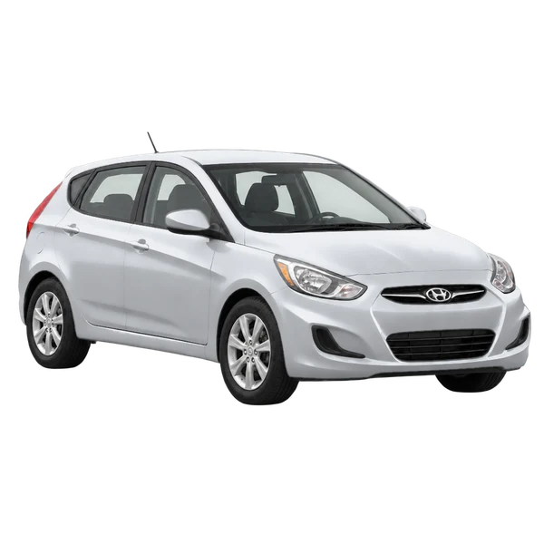 Hyundai Accent 2012 باللون فضي، منظر زاوية ثلاثة أرباع أمامية (باتجاه اليمين)