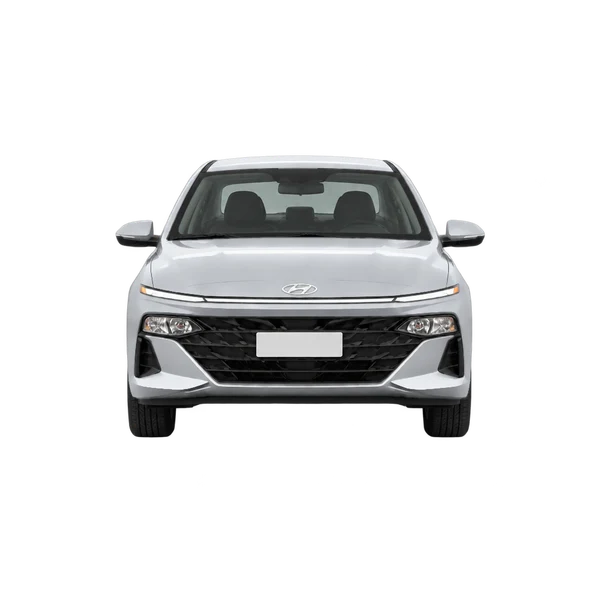 Hyundai Accent 2025 باللون فضي، منظر أمامي