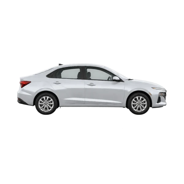 Hyundai Accent 2025 باللون فضي، منظر منظر جانبي (باتجاه اليمين)
