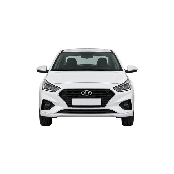 Hyundai Accent 2026 باللون أبيض، منظر أمامي